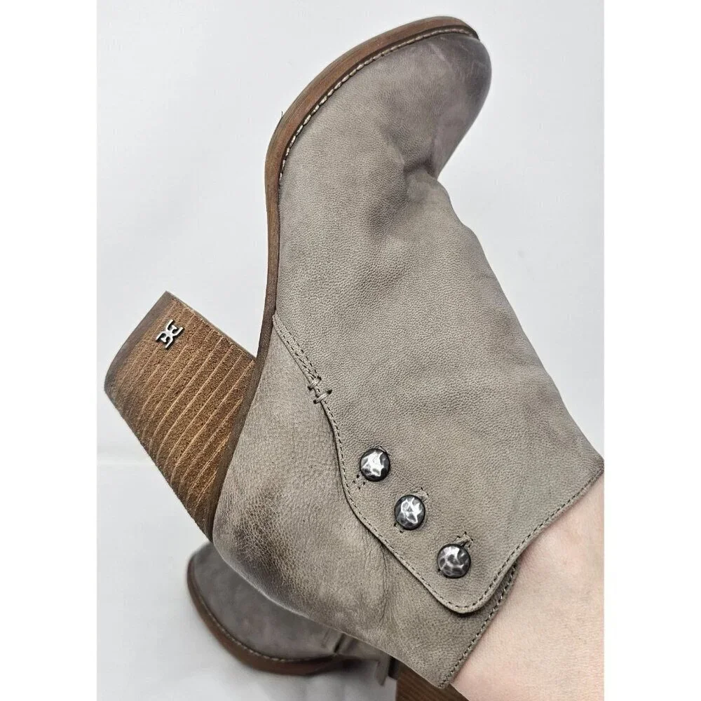 Sam Edelman Mariella Soft Leather Booties Gray Taupe Ankle Zip Up Size 7M